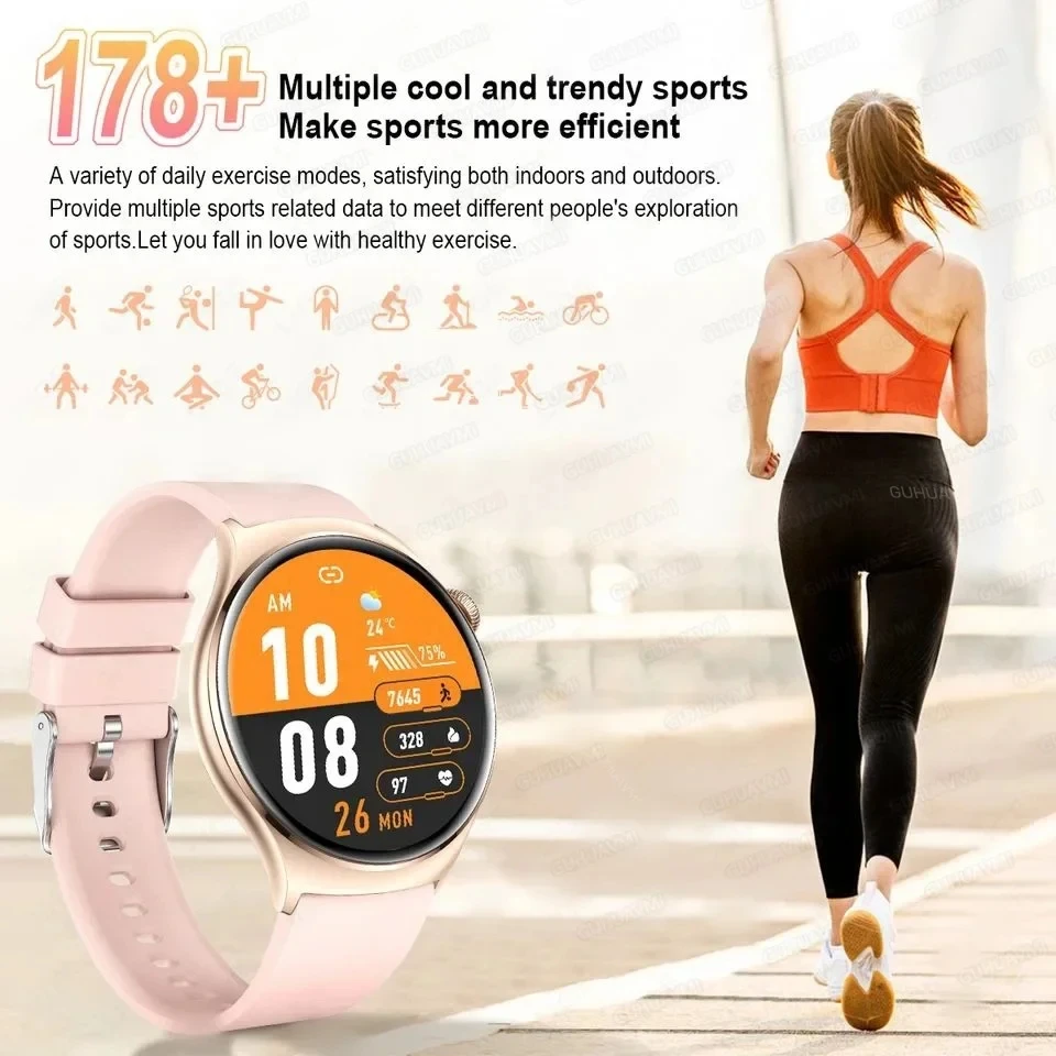 2024 NFC Smart Watch Women 466*466 Screen GPS Track Sport Watches Women Health Monitoring Voice Bluetooth Call Smartwatch Ladies 6