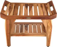 24 inch, Natural Wood, Teak Shower Bench, Shower Stool Wood,  LiftAide Arms, Bathroom Bench Seat, Shower Bench Waterproof 2