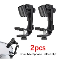 2pcs Drum Microphone Clip Holder Adjustable Shockproof Mic Clips Drum Rim Mount Clamp