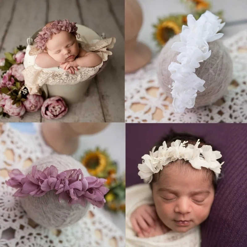 Newborn Baby Headband with Flower Bow Design - Infant Photography Hair Accessory
