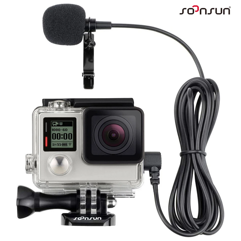 carcasa de esqueleto con micrófono externo para GoPro Hero 3 3 + 4, funda con apertura lateral Go Pro 4, accesorios|Carcasas para videocámara deportiva| - AliExpress
