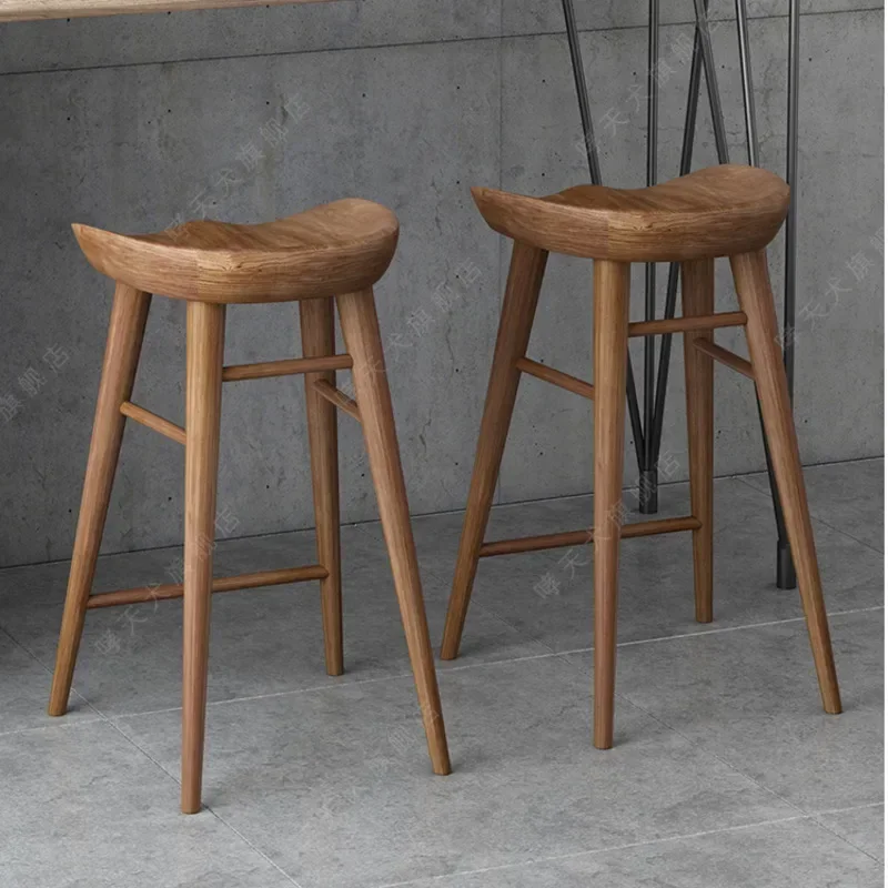 Bar Chairs Nordic Modern Log Bar Chair Solid Wood Stool
