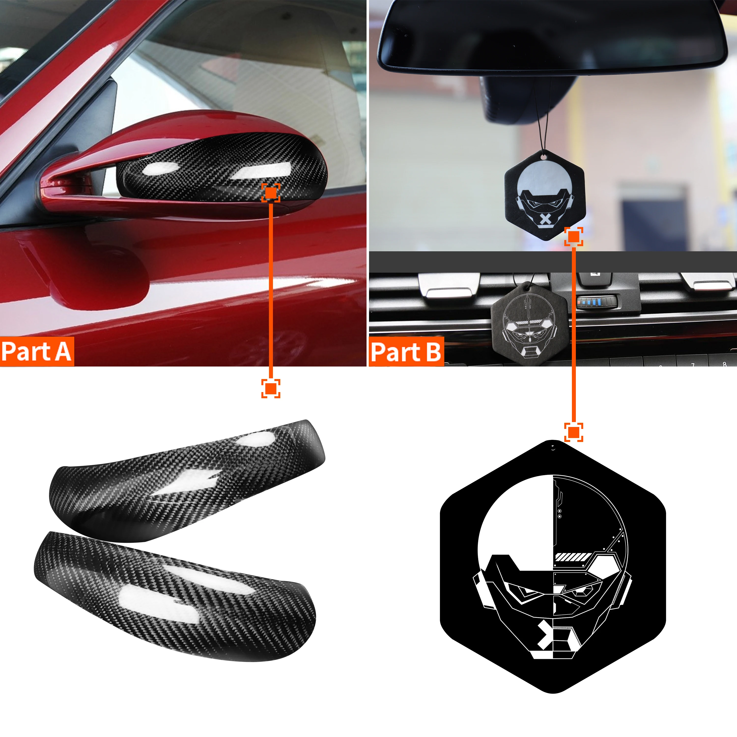 For Porsche 911 997.1 2005 2006 2007 2008 Real Carbon Fiber Rearview Mirror Housing Cover Caps Trim Car Modification Parts