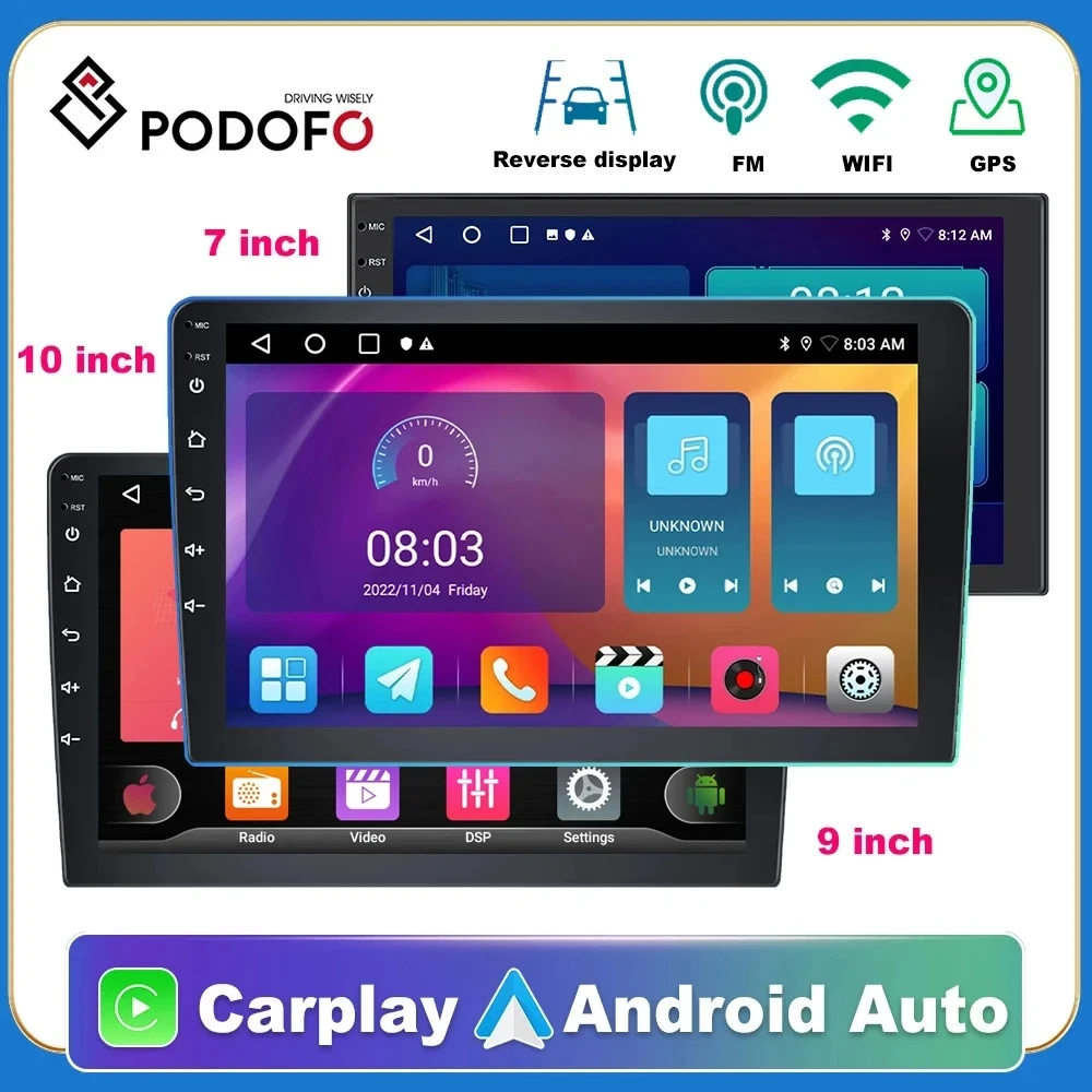 

Podofo автомобильное радио GPS 2 din Android 11 7 "/9"/10 "Авто Carplay Универсальный WIFI GPS автомобильный Аудио мультимедийный плеер для Nissan Toyota