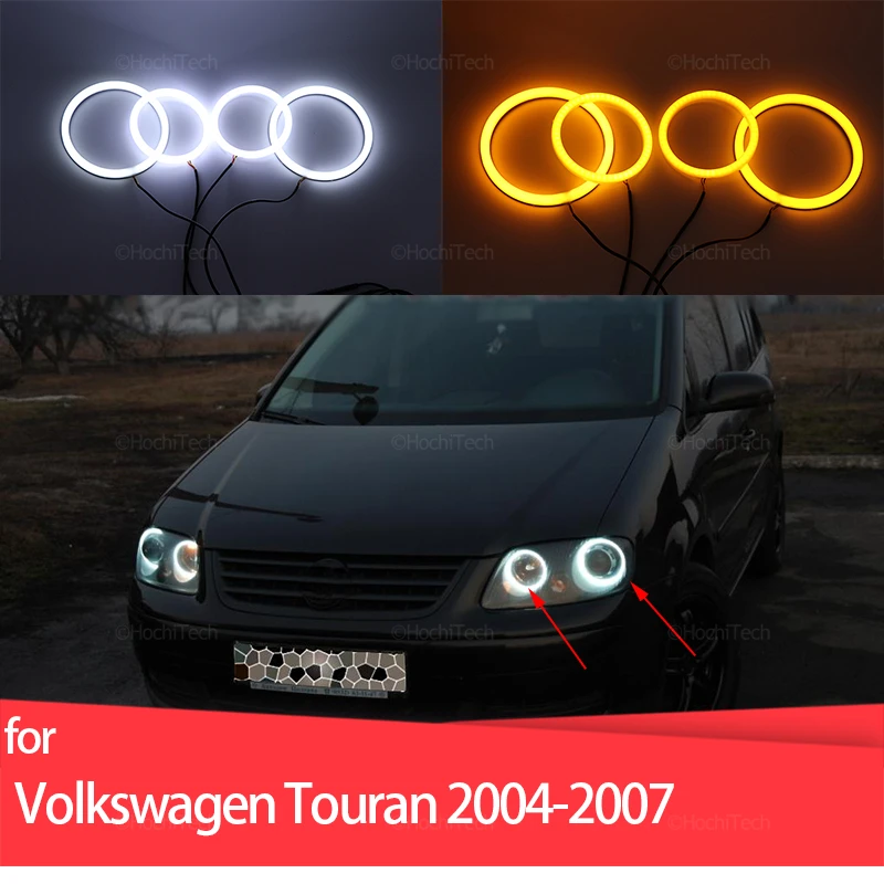 Top Quality Switchback Cotton Light Led Angel Eye Halo Dual Color For Volkswagen Touran 2004-2007 Car Accessories Daytime Light