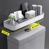 Toilet Bathroom Storage Cabinet Rack Wall Hanging Hole Free Multifunctional Artifact Above Toilet Rack White Shelf Organizer 1