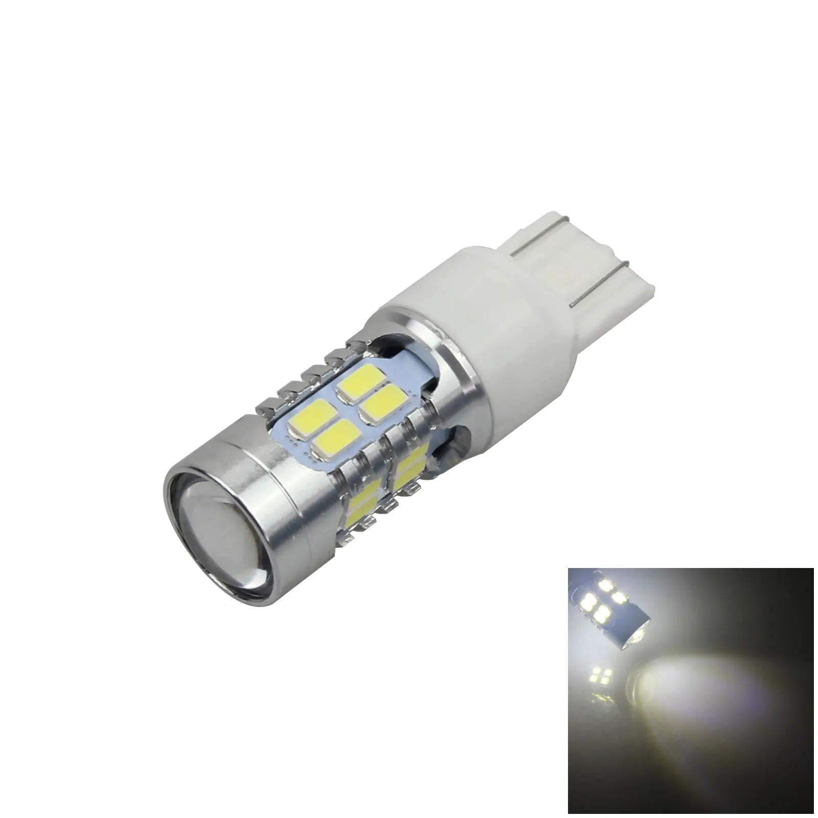 1X White Rv 7443 Brake Blub Tail Lamp 12V-24V 20 5730 Led W21W W21/5W Z3051