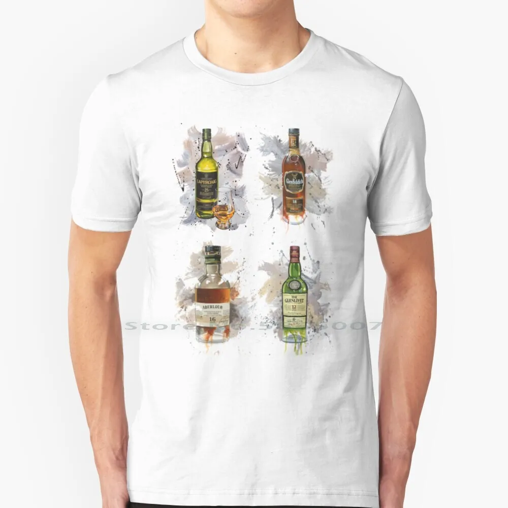 Quattro Scotch Whisky T Shirt Cotton 6Xl Ian Greathead Laphroaig 25 Glendfiddich 18 Aberlour 16 The Glenlivet 12 Scotch Whisky