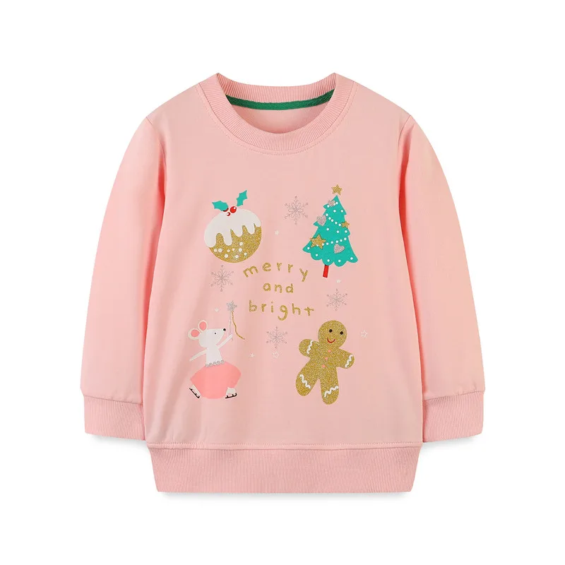 

Jumping Meters 2-7T Autumn Spring Christmas Girls Sweatshirts Long Sleeve Hot Selling Baby Clothing Toddler Pink Sport Hooded