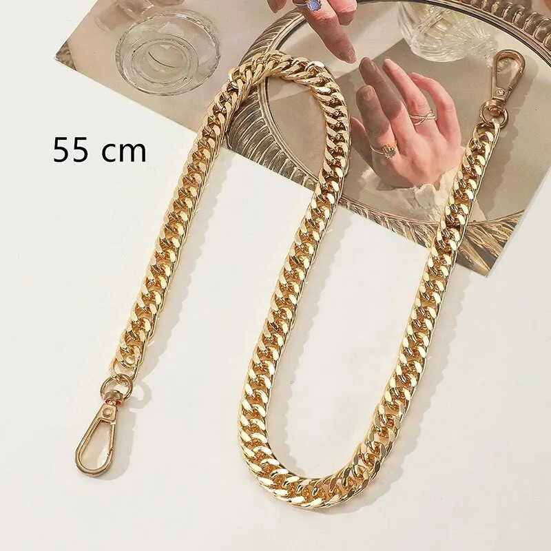 55 cm vielseitige Aluminiumkette mit Farbhaltung, Gold, DIY handgefertigte Metallwickelkette, Unterarm-Schultergurt, Ersatzgurt – Detail 1