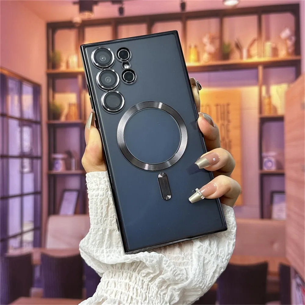 Luxury Soft Silicone Plating Armor Magnetic Phone Case with MagSafe Compatibility