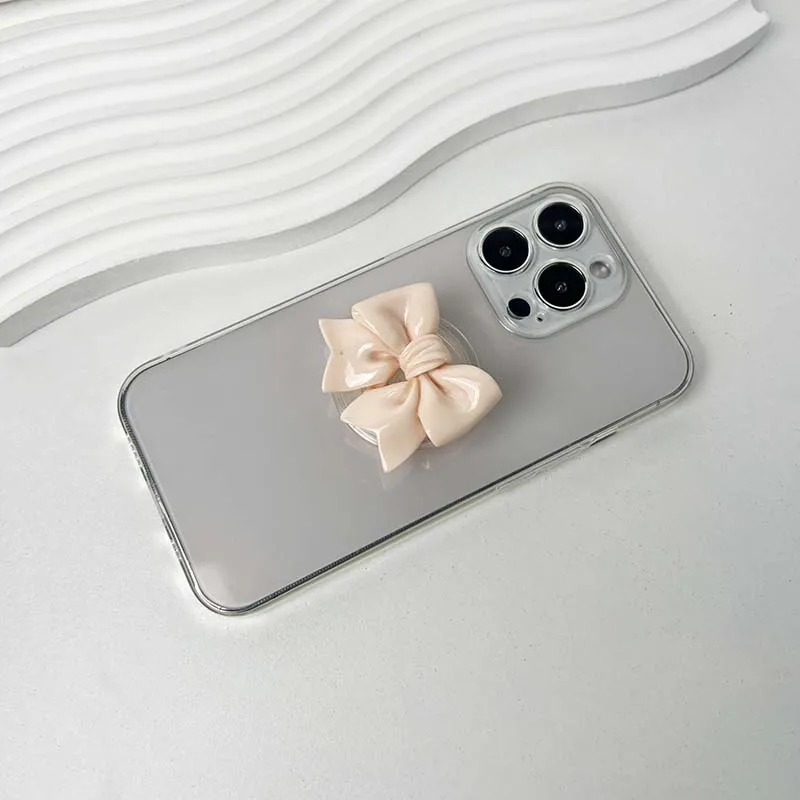 Charming Resin Bow Phone Grip with Adhesive & Magnetic Support