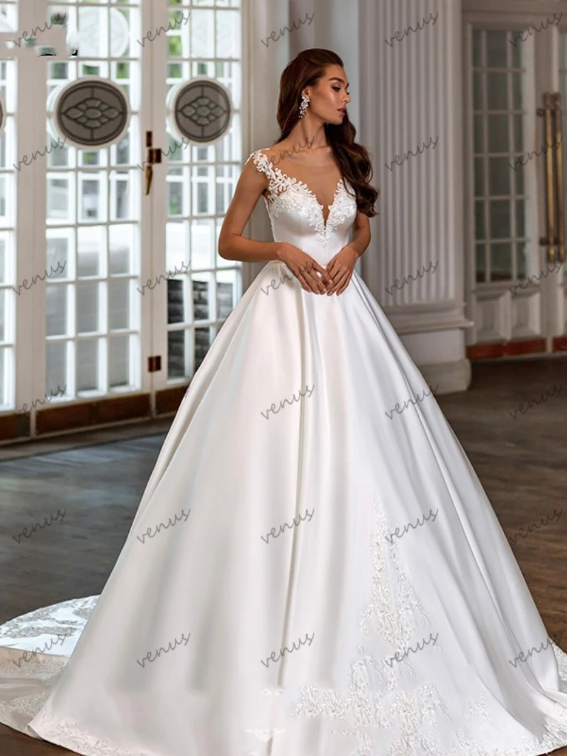 Modern Wedding Dresses Satin Bridal Gowns Spaghetti Straps Backless Ball Gowns Glamorous Robes Vestidos De Novia Customized 2025 3