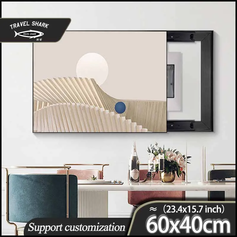

Travel Shark Decorative Painting Electric Box Cover Live Room Wall Abstract Art Hanging Mural Poster With Pictures Frame 60x40CM