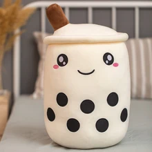 

24CM Cute Milk Tea Cup Pillow Plush Toys Doll Cushion for Kids Simulation Bubble Tea Cup Shaped Stuffed Toys with Suction Tubes