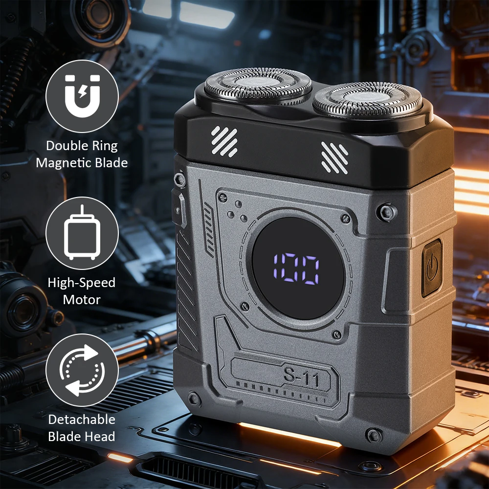 남성용 미니 전기 면도기, 마그네틱 듀얼 헤드 디지털 디스플레이 휴대용 면도기, 가정 및 여행용 남성 헤어/수염 트리머 도구