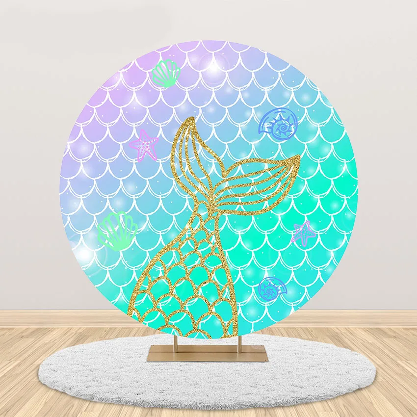 

Фон для фотосъемки Mehofond с изображением круга летней Русалочки хвост под морем декорация для фотостудии на день рождения для маленьких девочек