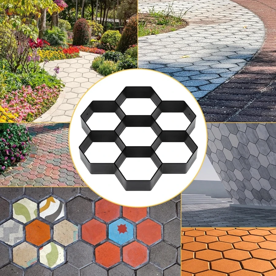Stampo Per Pavimenti Fai Da Te | 40x40 Cm | Per Cemento, Giardino, Prato | Design Geometrico - Foto 7