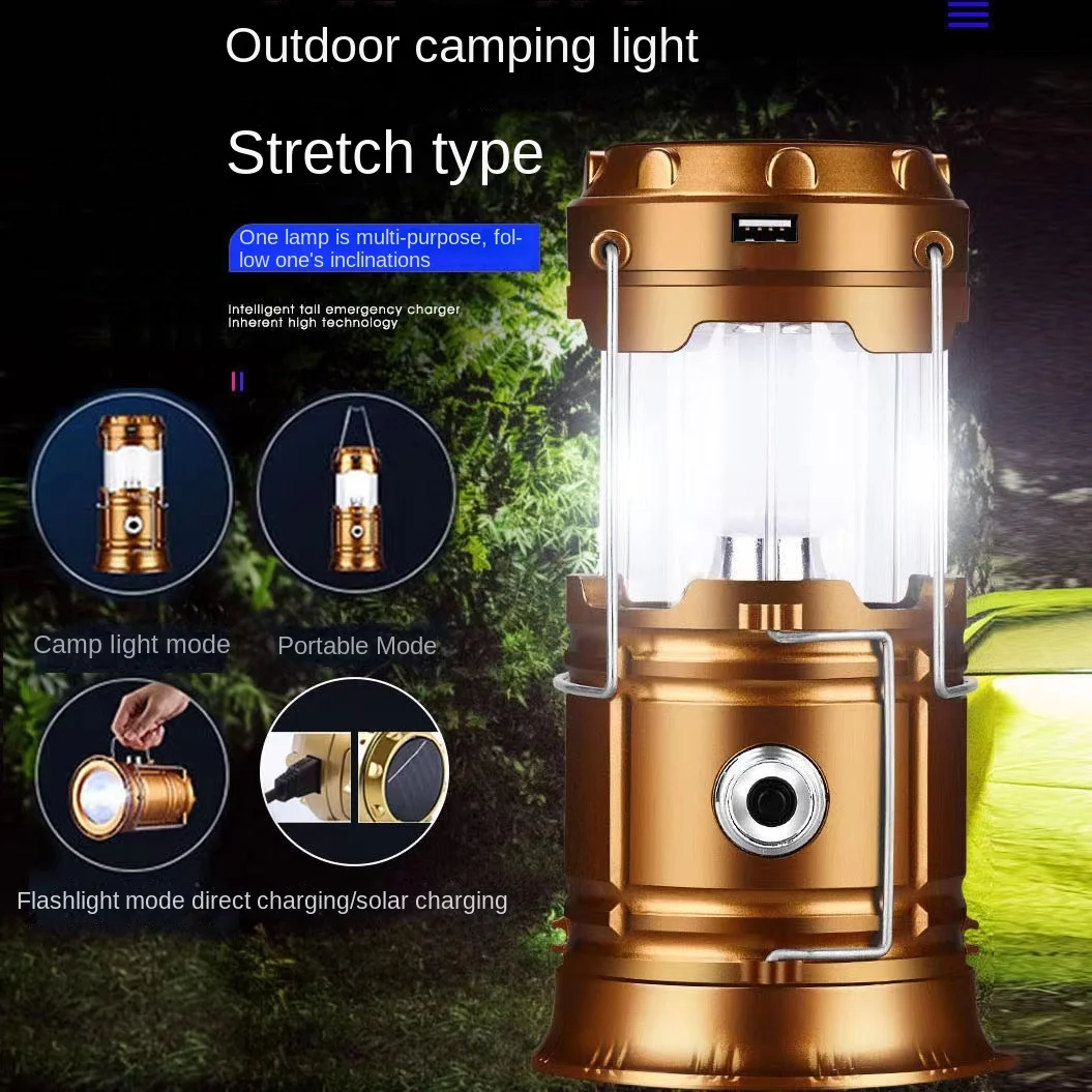 Description Picture 5 of itemCamping lamp 5800 solar lantern USB rechargeable portable household outdoor multifunctional night market convenient lighting