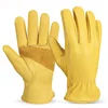 Leather Work Gloves Men Mechanical Gardening Farm Safety Heavy Duty Work Wood Working Driving Riding Yellow Gloves 1