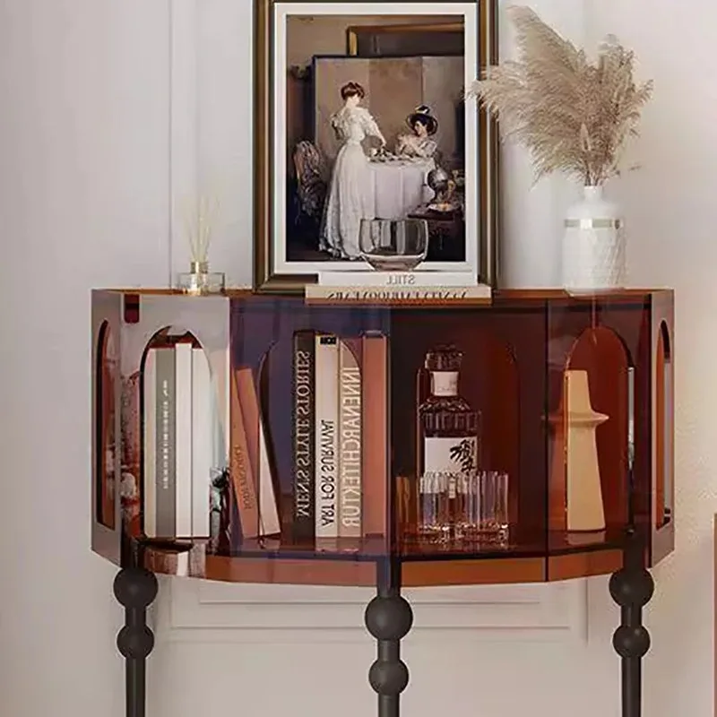 Consolle alla moda in acrilico con portaoggetti Consolle moderne e minimaliste romane Mobili industriali Chic Consola Mueble - immagine 3