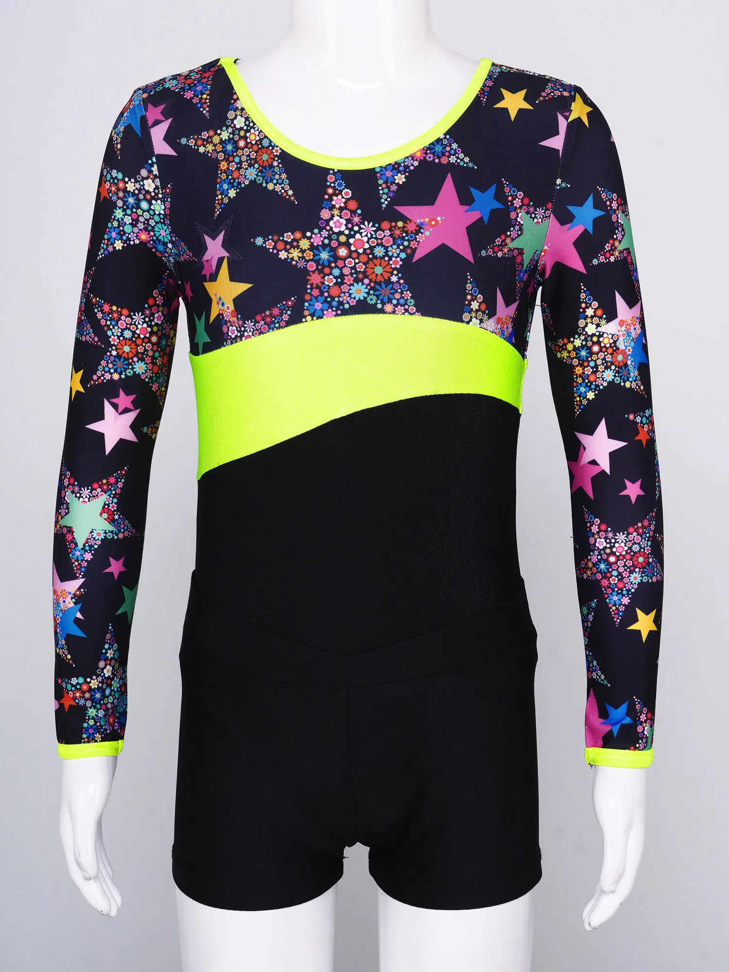 Kids Long Sleeve Gymnastics Leotards with Shorts Dancewear Sets for Yoga Athletic Biketard Jumpsuit Girls Ballet Dance Outfits