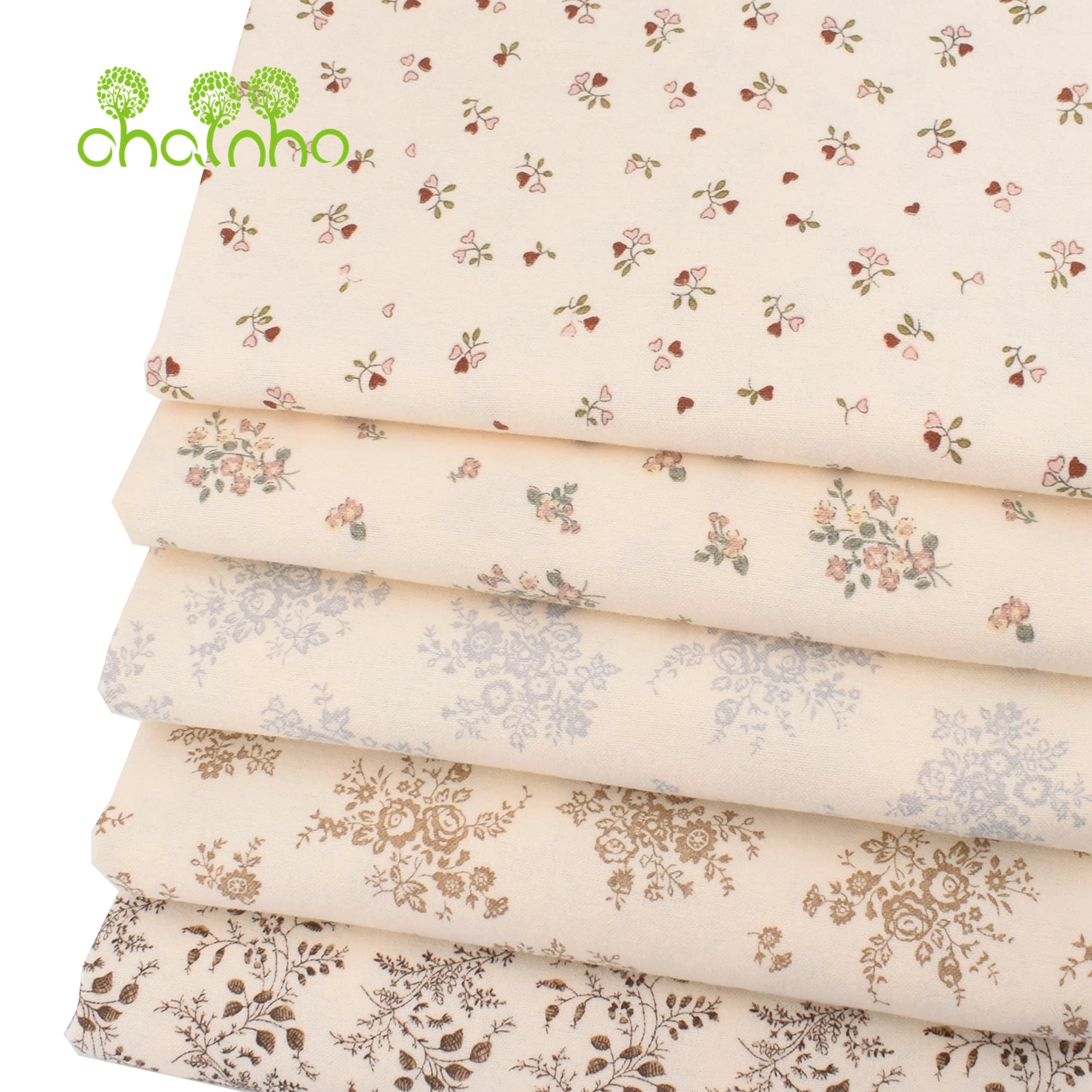 Chainho,Printed Plain Brushed Cotton Fabric,DIY Sewing Quilting Material For Cushion,Pillow,Sofa,Tablecloth,Floral Series,25MM4