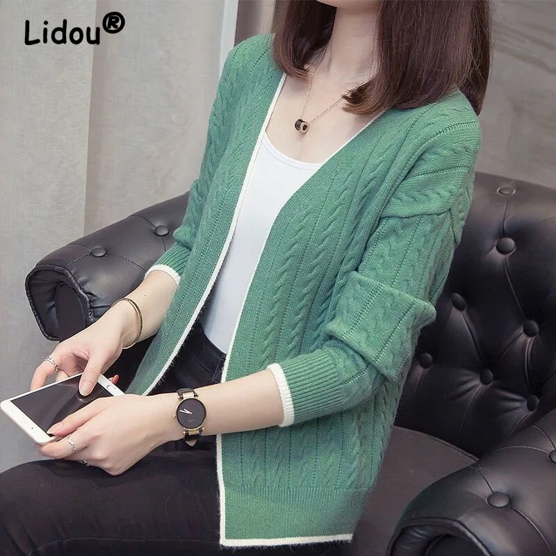 

2023 Autumn Women's New Solid Color Cardigan Coat Fashion Elegant Loose Relaxed Comfortable Commuter Versatile Knitted Top