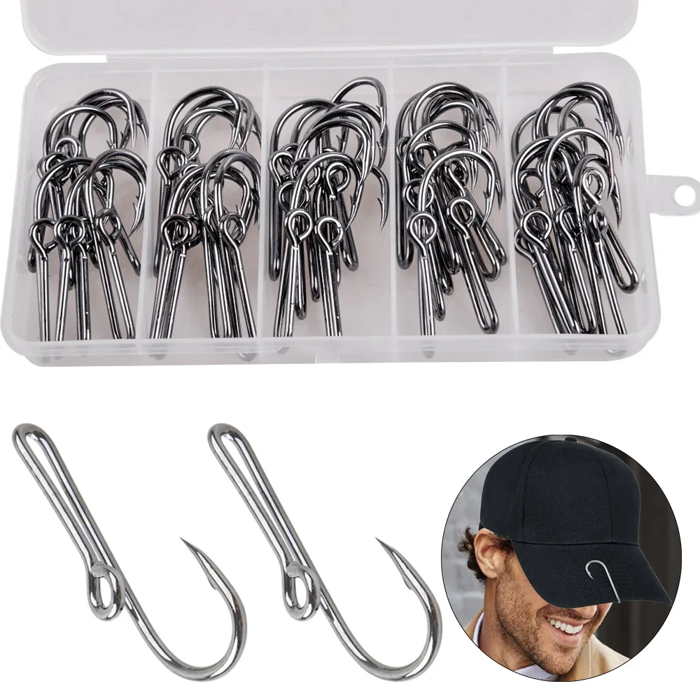 40PCS Fish hook hat clip Custom Colored Gold/Black hat clip Fish Hooks for  Cap Hook Clip fishing hook for hat Money/Tie Clasp