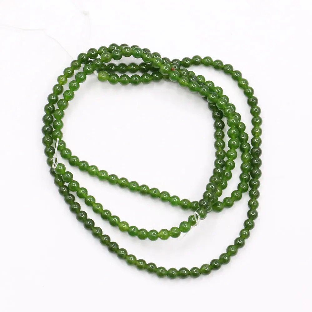 APDGG 4mm 5 Strands Green Jade Smooth Round Beads Gemstone Beads 15