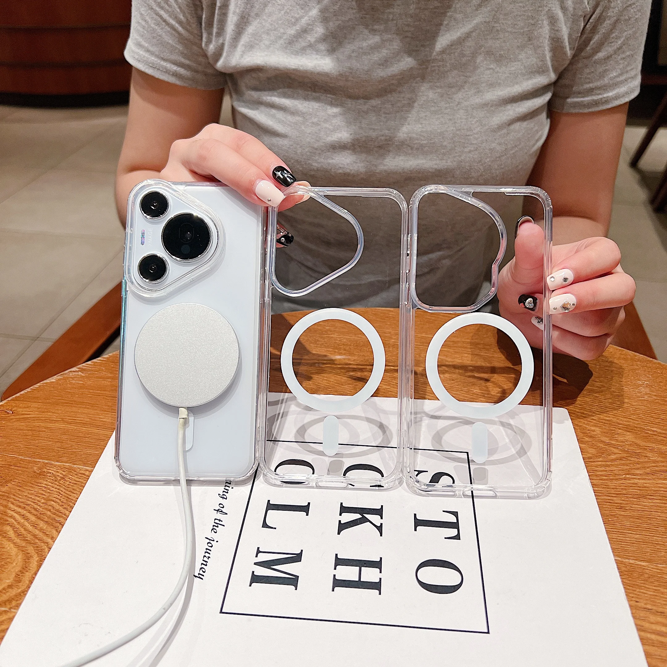 Ultra-Thin Transparent Acrylic Magnetic Shockproof Case with Airbags