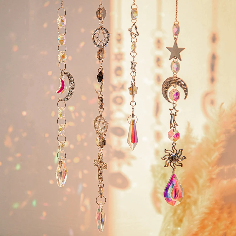 Hanging Wind Chimes Crystal Suncatcher Garden Hanging Pendant Outdoor Home Ornament Moon Catcher Pendant Wind Music Bell 3