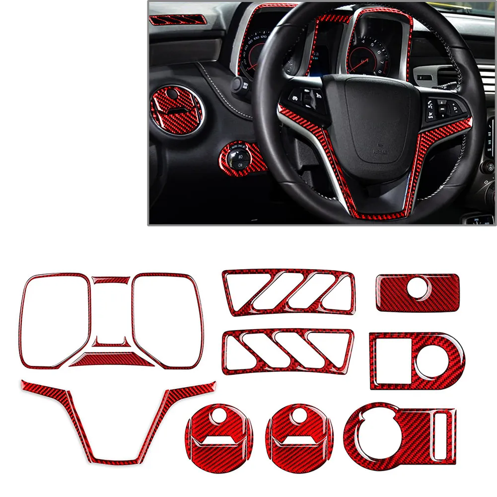 

21 Pcs Red Carbon Fiber Car Full Set Interior Decoration Cover Trim For Chevrolet Camaro 2010 2011 2012 2013 2014 2015 LHD Only