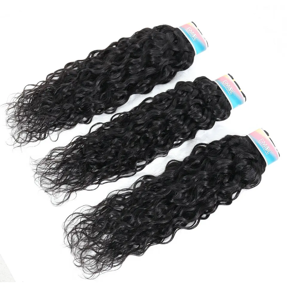 EMOL Malaysian Human Hair Bundles Water Wave 1/3/4 pcs Cheap Human Hair Weave Bundles human Extension 10-28 inch