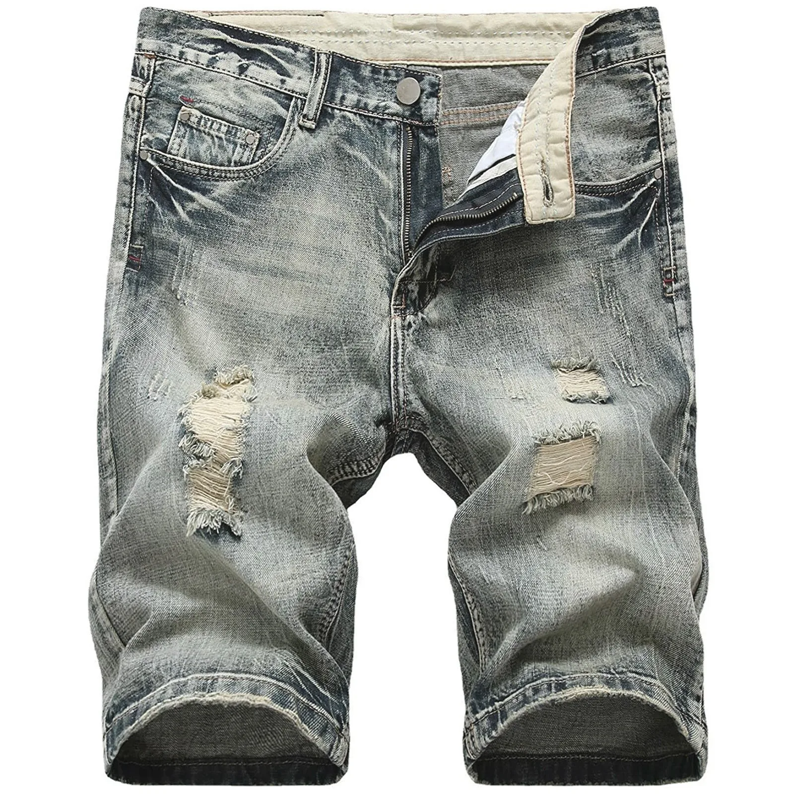 

2023 Summer Shorts Jeans Men Denim Pants Ripped Blue Fashion Design Men's Jeans Slim Straight Male Short Jeans Hombre