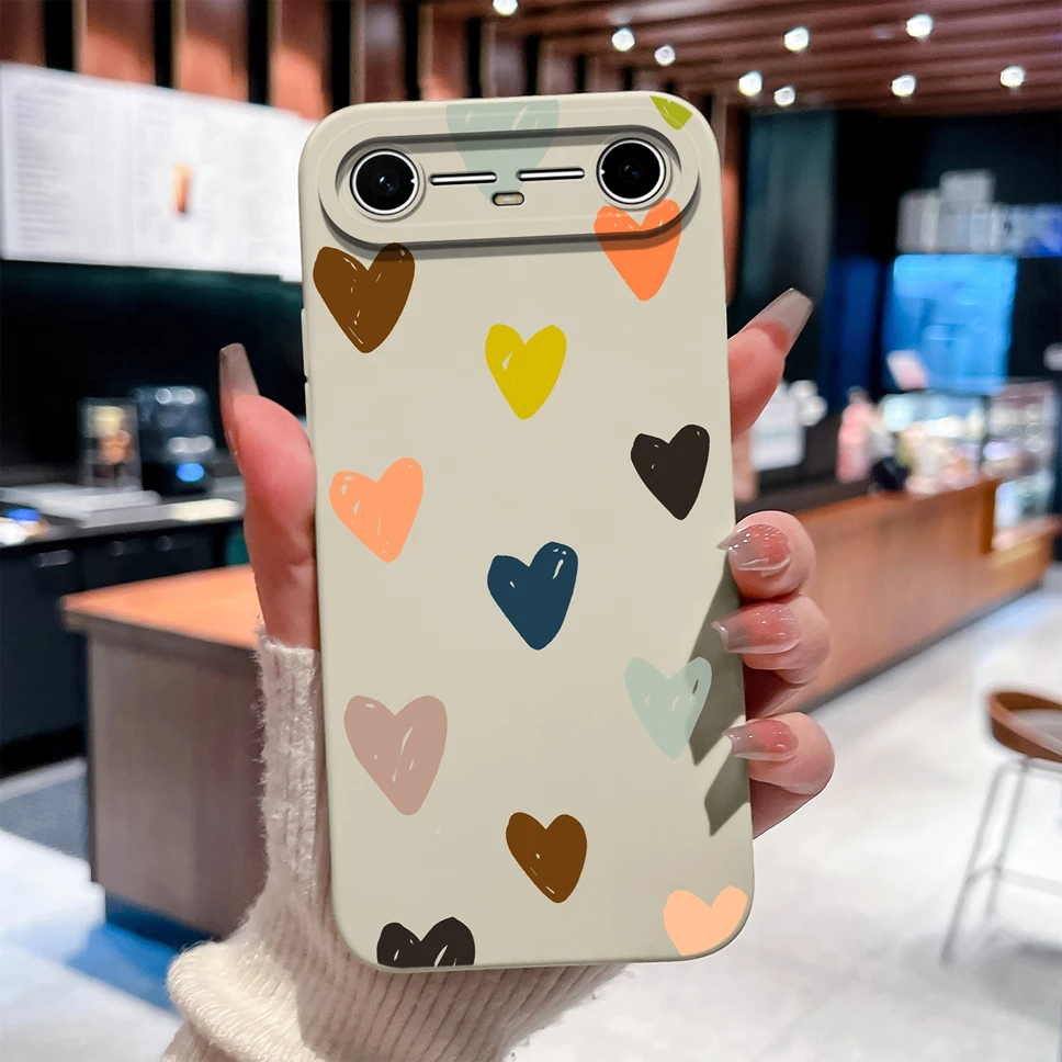 Fashion Love Heart Soft Smooth Liquid Silicone Phone Case Cover for Tecno Pova / Spark Slim