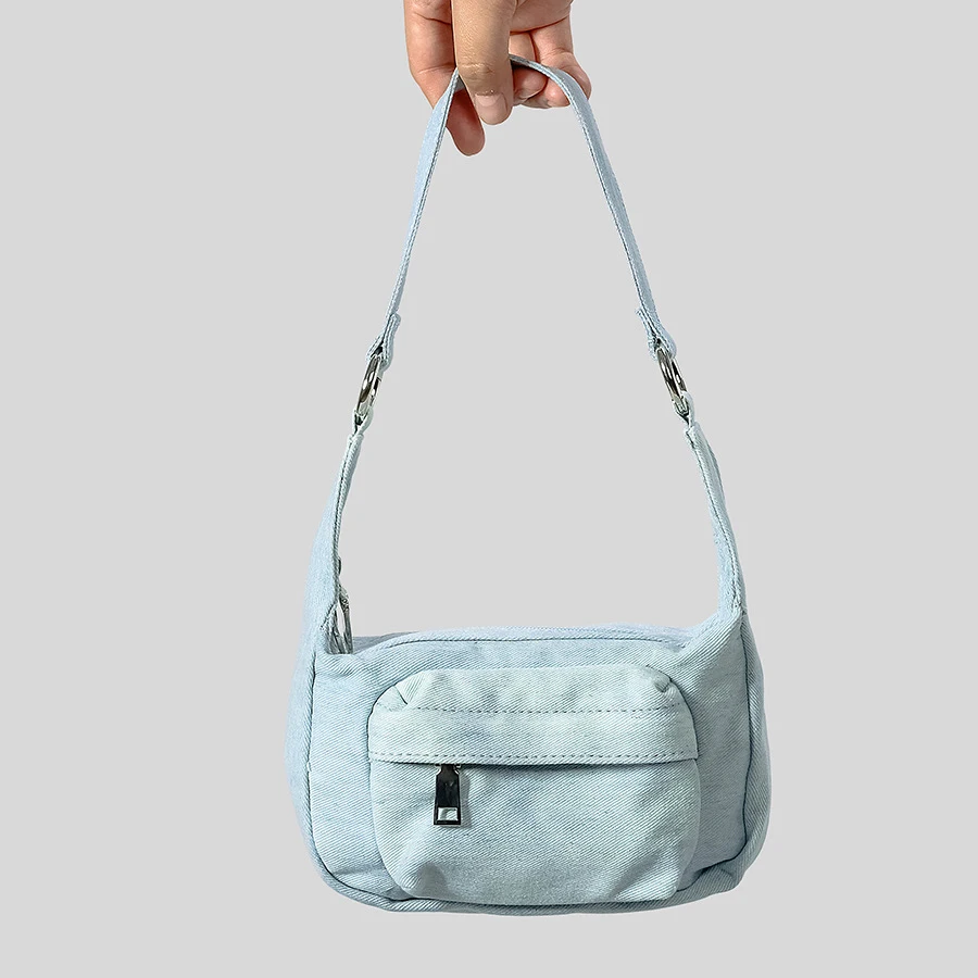 

Casual Denim Crossbody Bag for Women Vintage Shoulder Bags Small Hobos Messener Bag Simple Shopper Purses 2023