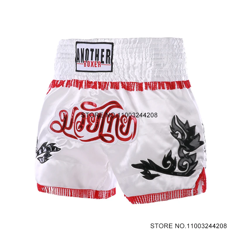 

Muay Thai Shorts Tassels Boxing Shorts Men Women Child Cage Fighting Grappling Kickboxing Pants Martial Arts MMA Training Gear