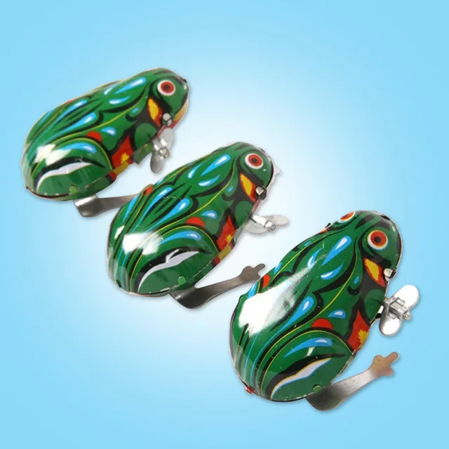 Kids Classic Tin Wind Up Clockwork Toys Jumping Frog Vintage Toy For Children Boys Educational 1
