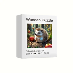 Hedgehog - Themed Wooden Puzzle: Unique Animal - Shaped Handmade Decorative Toy, Perfect Holiday Gift (A3)