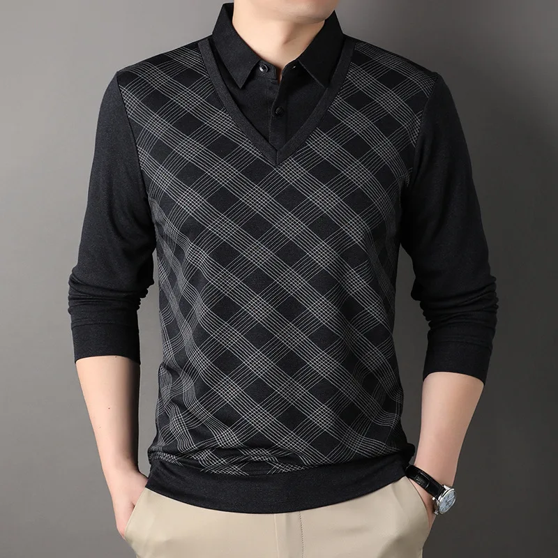 

Autumn Top Men's Long-Sleeved T-shirt Spring and Autumn Loose Bottoming Shirt