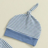 Citgeett Autumn Infant Baby Boy Fall Clothes Romper Stripe Print Long Sleeve Full Length Jumpsuit Hat Set - Image 6