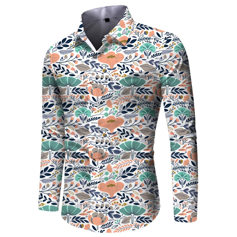 thumbnail image 1 of Camisa hawaiana nueva para hombre, camisa de manga larga con flores en 3D, camisa de fiesta con solapa de gran tamaño, ropa de verano para mujer, blusas con botones 2024, 1 of 4