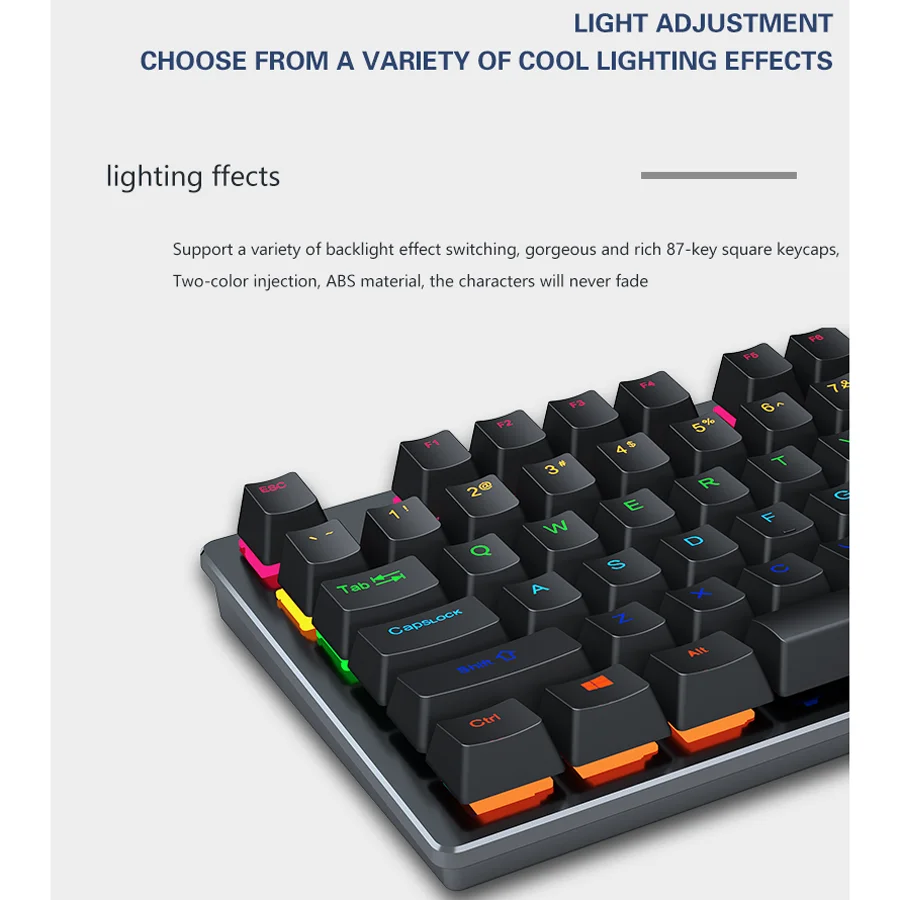RGB Backlit Ergonomic Mechanical Gaming Keyboard - USB Wired Mini Keypad