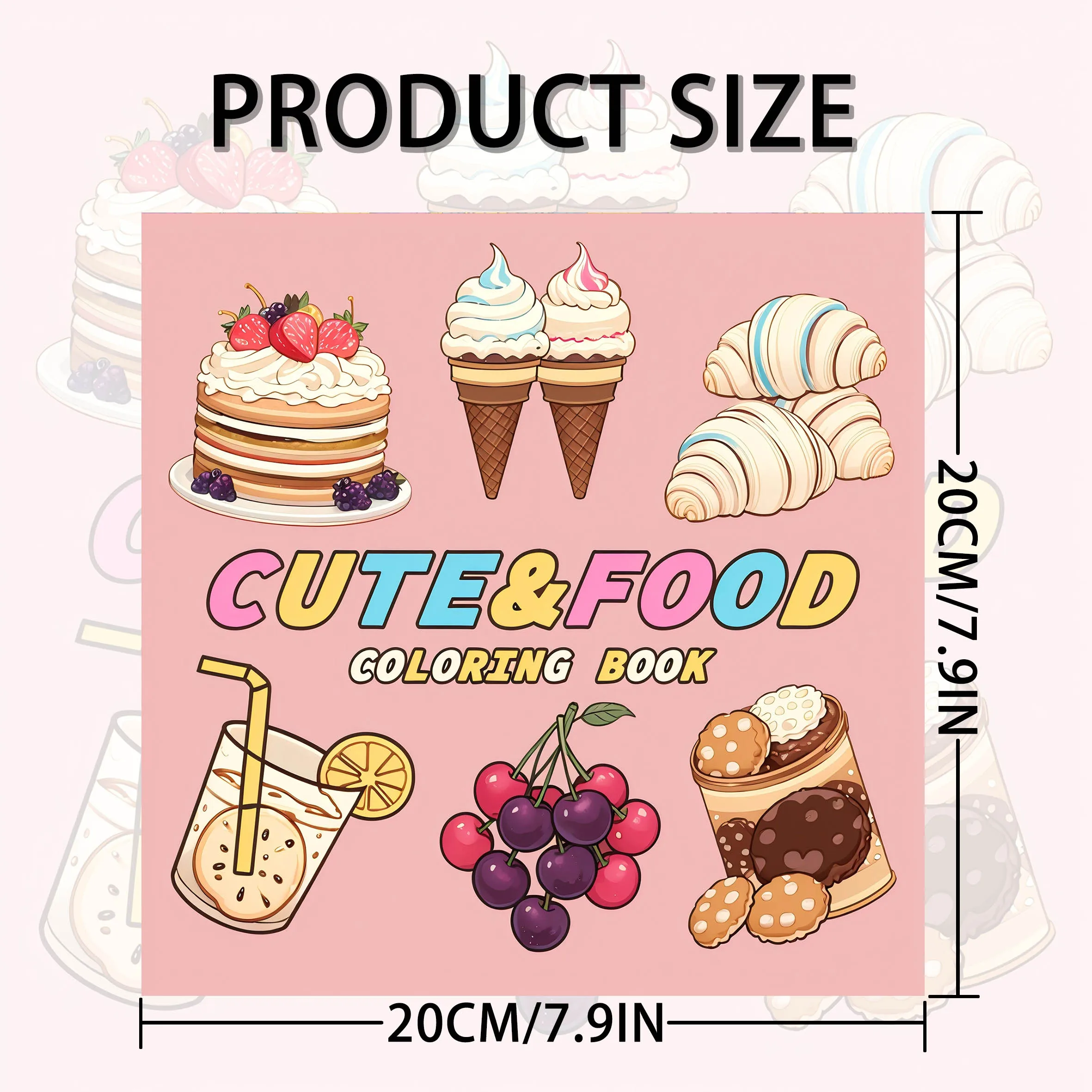 Cute Food Coloring Book: Adorable Bread & Cake Illustrations - Creative Art Book for Adults - 24 Thick Pages for Imagination 2