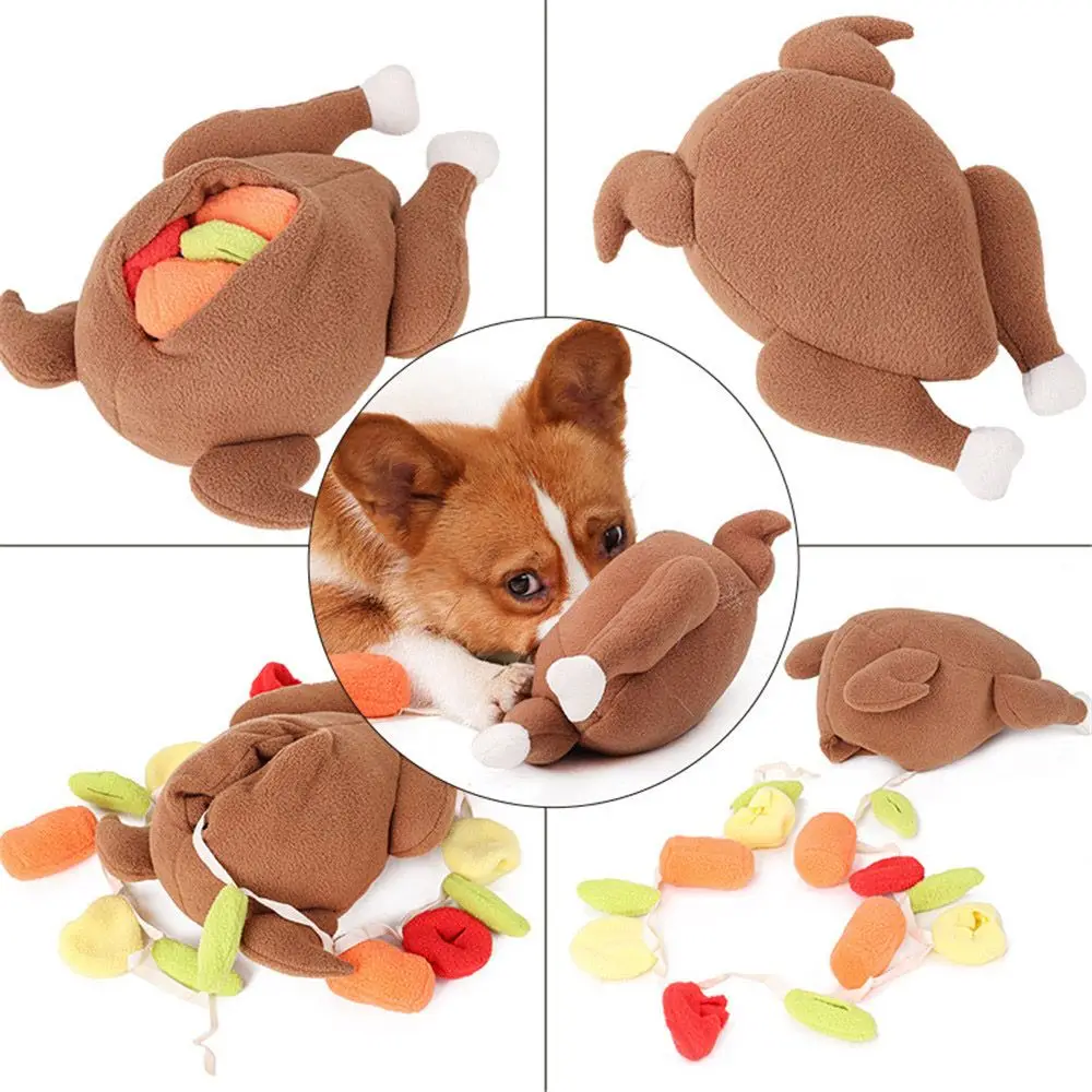 

Cute Animal Chew Toy Pets Accessories Puzzle Plush Pet Turkey Dog Snuffle Toy Feeder Food Training IQ Chew Squeaky Toys