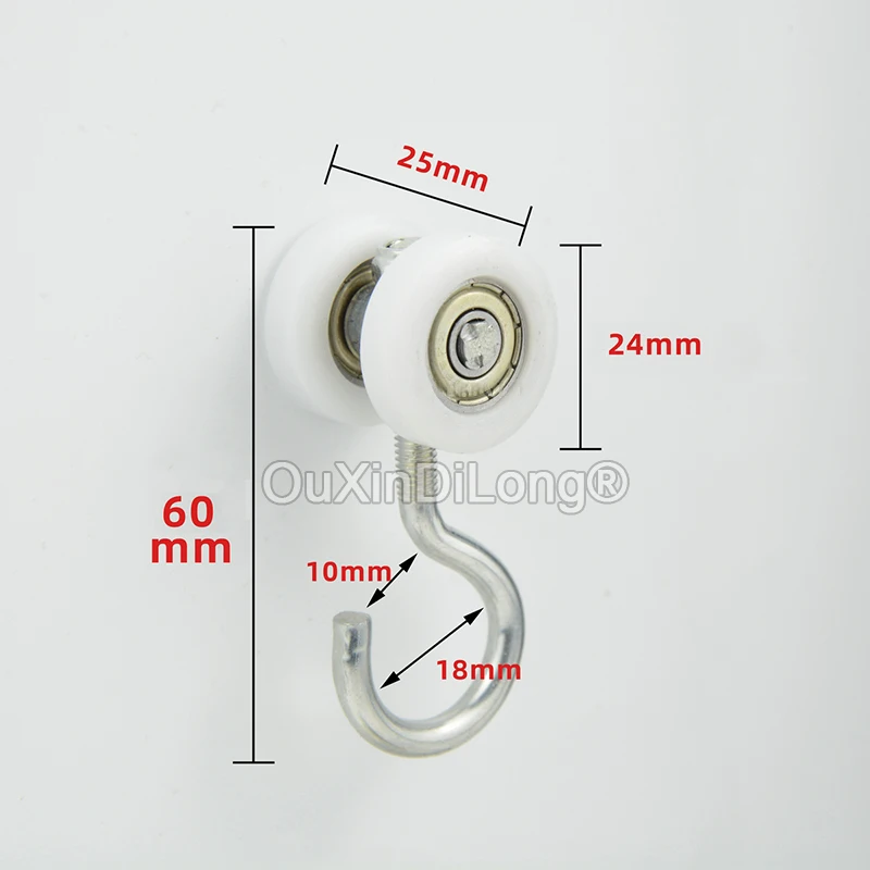 Rodillos de puerta corredera con gancho, riel colgante deslizante de nailon Dual, ruedas silenciosas, cortina, lona, polea colgante, 10 piezas