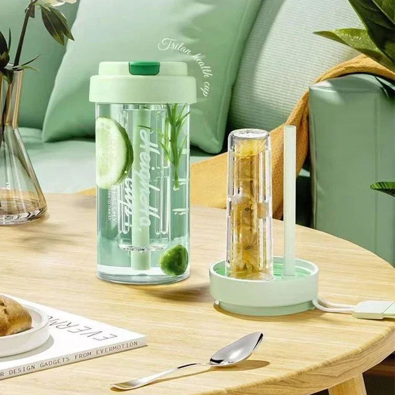 600ML Water Cup Handy Sports Water Bottle Food Grade Material Tea Partition Water Cup Female Straw Summer Portable Bottle