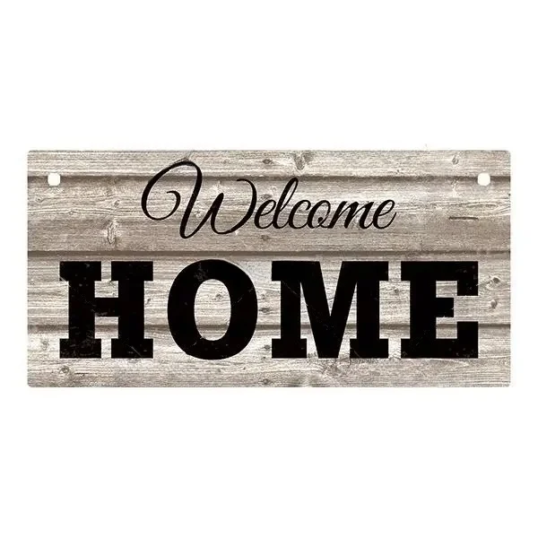 Targa in metallo vintage con scritta Welcome (lingua italiana