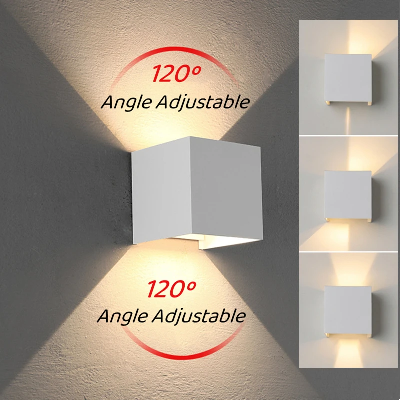Outdoor RGB LED Wall Lamp 9W Cube Adjustable Waterproof IP65 Garden Sconce Balcony Bedroom Stair Wall Lighting Fixture AC85-265V